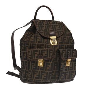 FENDI Zucca Canvas Backpack Brown Black Gold